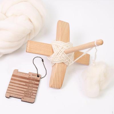 Turkish Drop Spindle with Yarn Strips Wooden Hand Tool Multiuse Removable for DIY Projects Crochet
