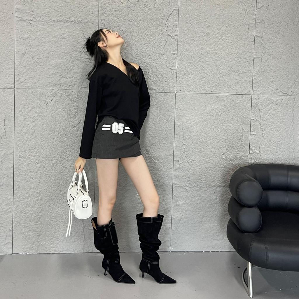 2025 Autumn New Pointed Thin High Heel Pleated Tall Cowboy Thin Sexy Nightclub Martin Knight Women's Boots