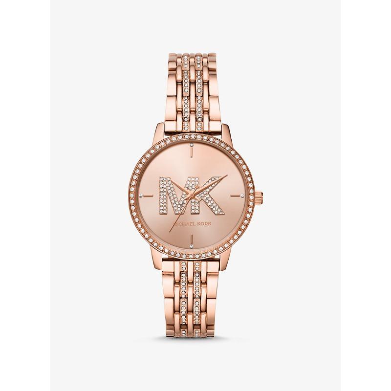 Michael Kors Melissa Pavé Logo Rose Gold-Tone Watch MK4372 розового золота