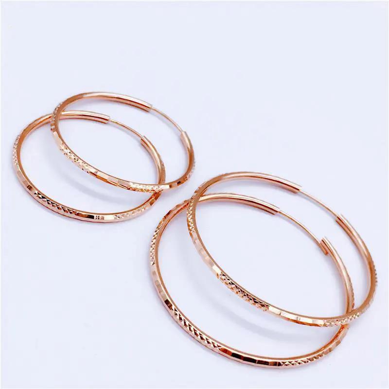 Modeschmuck Ohrringe für Damen Klassischer Übertriebener Glamour Große Kreis Creolen Bankett Kupfer Plattiert Roségold Zirkon