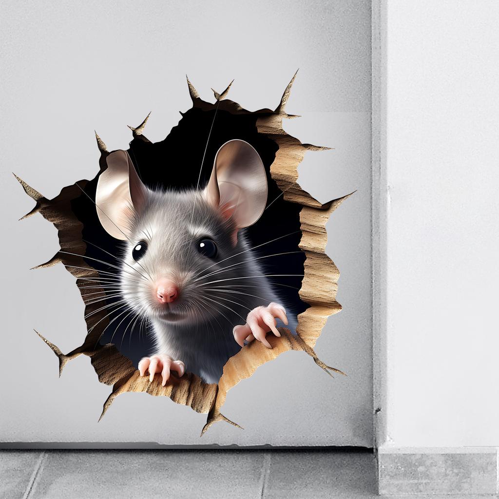 Funny and Cute Realistic Mouse Wall Sticker for Home Decor