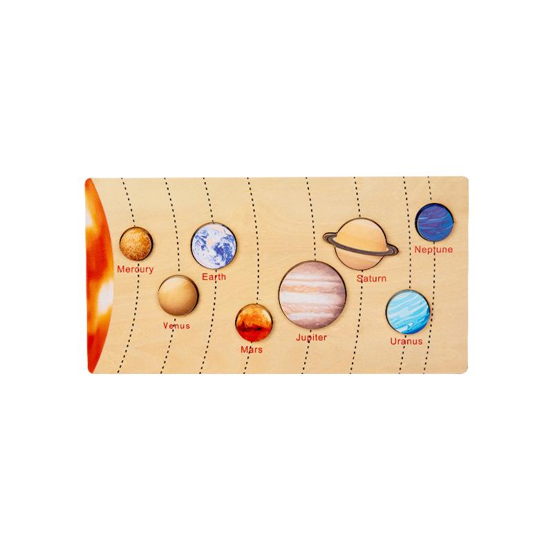 Wooden Solar System & Continents Cognitive Puzzle Toy