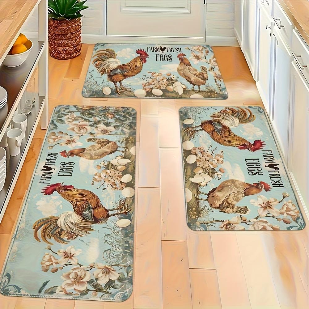 1 Stuk Anti-Vermoeidheid Keukenmatten Boerse Haan Bloemenprint Waterdicht Antislip Dik Gekussend Keukenmat Zwaar Uitvoering Comfort Staande Mat voor Keuken