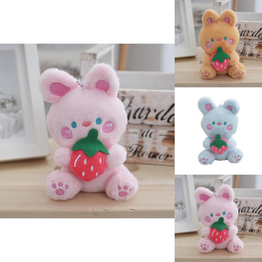 Plush Cute Adorable White Rabbit Keychain Creative Fruit Bunny Plush Toy For Girls