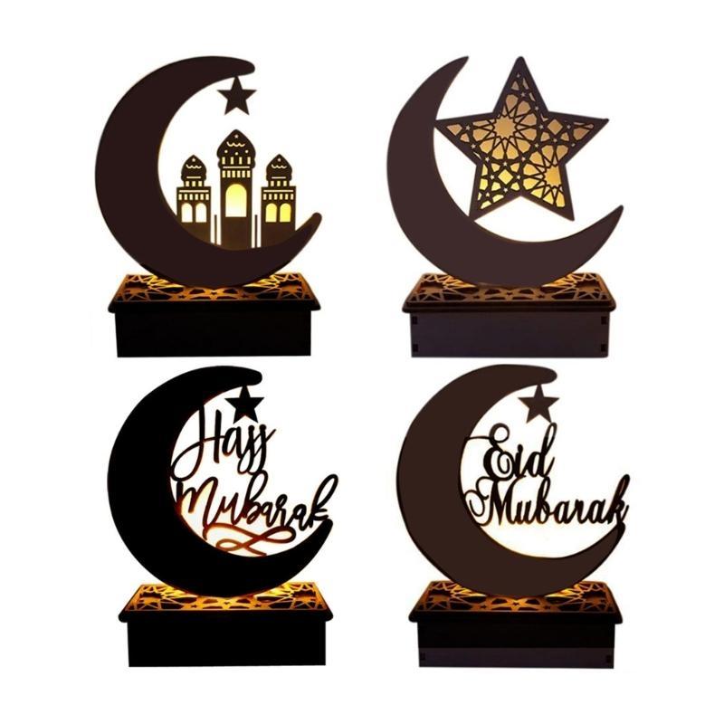 EID Mubaraks Ornament Moon LED Light Ramadans Decoration for Home Islamic Muslims Party Decoration Kareem Eid Gift