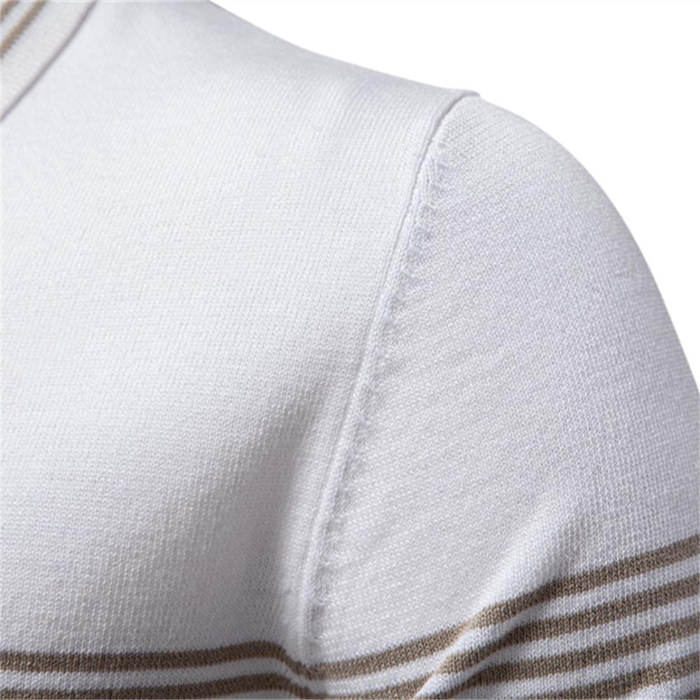 Men Striped Business Casual Polo Shirts Breathable Short Sleeve Comfort Summer Knitted Polo Men