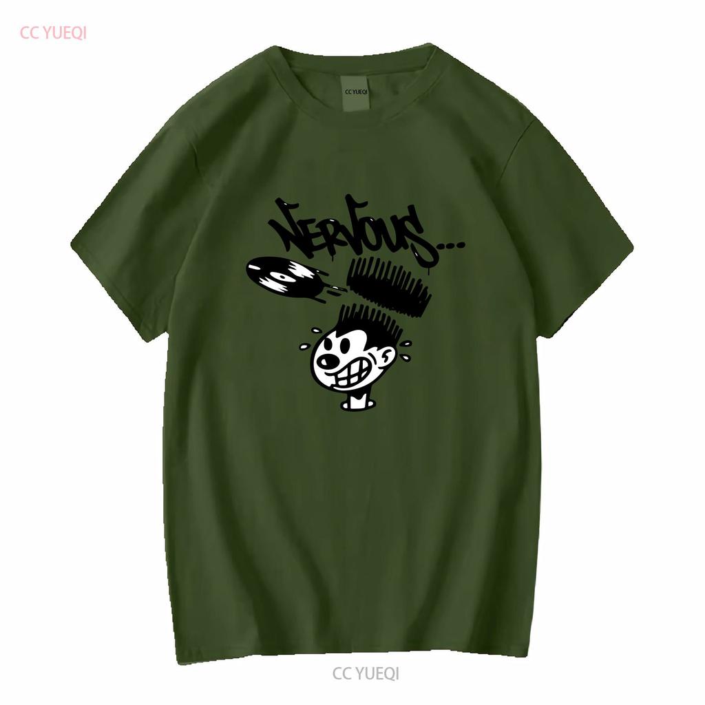 Nervous Records Promo T Shirt Classic Hip Hop Long or Short Sleeves Vintage Washed Slightly Casual Graphic Stretched Versatile