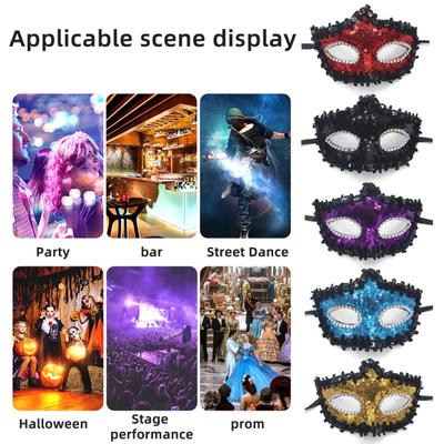 Maschera Mascherata Portatile in Pizzo con Bastoncino Paillettes a Farfalla Mezzo Viso Cuscino per Occhi per Donna Carnevale Veneziano Ballo di Fine Anno Halloween