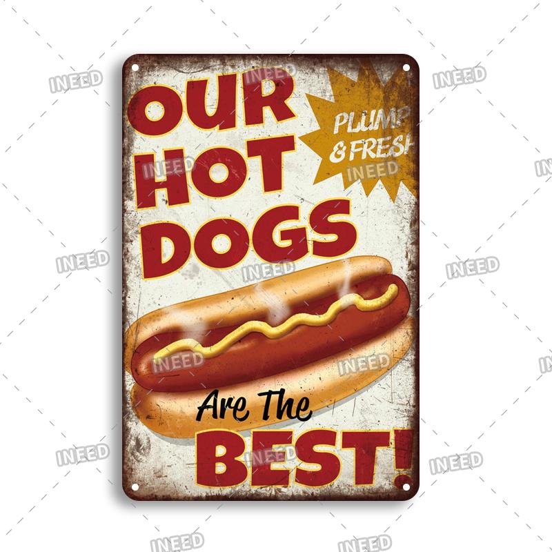 INEED Vintage Decor Fast Food Breakfast Lunch Tin Sign Wall Posters Metal Sign Art Plate Kitchen Decorative Plaque Metal Decor