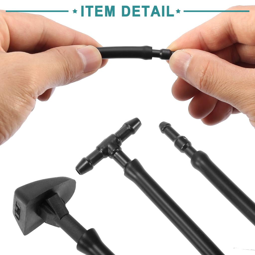 ACROPIX Front Windshield Washer Nozzle Windshield Washer Hose with 4 Connectors 2M Volvo Compatible with S40 Black 7pcs