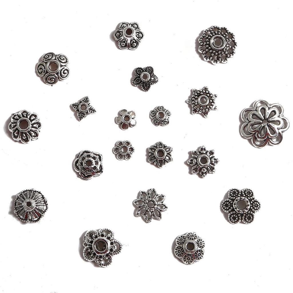 Handmade Antique Silver Flower Spacer Beads for DIY Bracelets & Hair Accessories