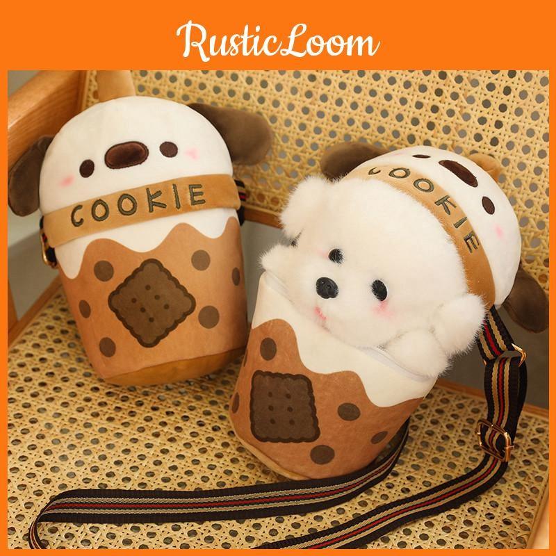 Plush Dog Teacup Single Shoulder Crossbody Bag Cartoon Animal Toy Kids Gift