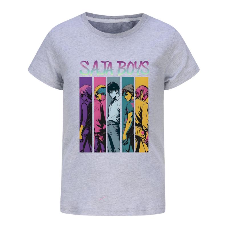 KPOP Dämonenjäger Kinder Anime SAJABOYs T-Shirt Cartoon Kurzarm Sommer Kinder KinderT-Shirt Jungen Mädchen Cartoon Kleidung