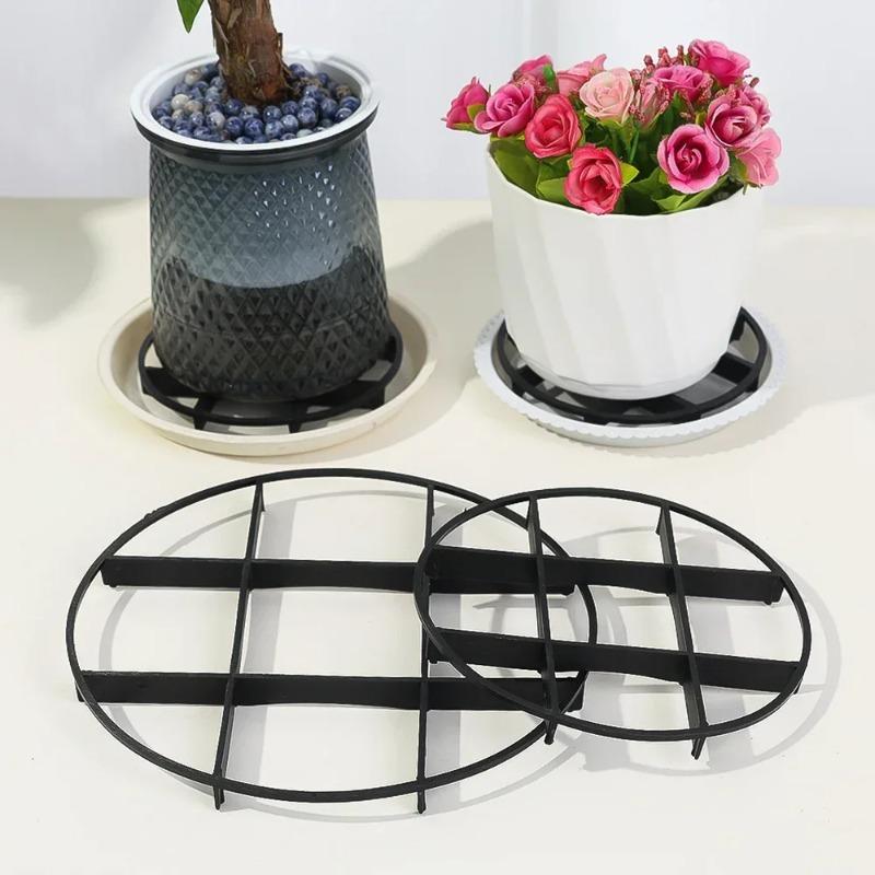 1-50PCS Plant Saucer Flower Pot Stand, Plastic Drainage Rack with Breathable Mesh Pad, Reusable Gardening Bottom Base for Indoor Outdoor