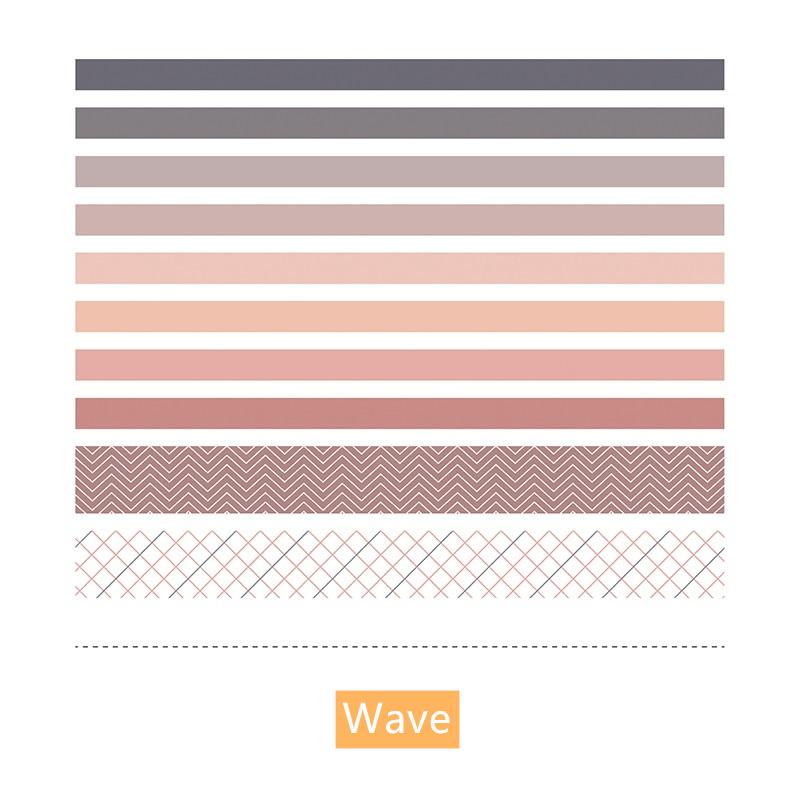 10ks Basic Color Paper Washi Tape Set 10mm 25mm Duhové lepidlo Maskovací pásky Samolepky Dekorační album Diář A6174