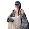 Retro Washed Distressed Denim Jacket for Women - 2025 Loose Mid-Length Hong Kong Style, Spring/Autumn Fashion