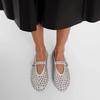 Women's Rhinestone Rivet Single Shoes Women New Round Toe Hollow Belt Buckle Comfortable Flat Dance Ballet Mary Jane Shoes
