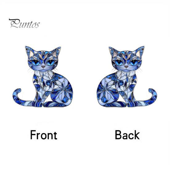 Cat Acrylic Sun Catcher Window Hanging Ornament Blue Cat Sun Catcher with Chain Wall Art Decor Gift for Friends And Family