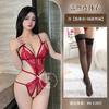 Sexy lingerie lace hot three-point sexy one-piece lingerie temptation hollow open gear free uniform