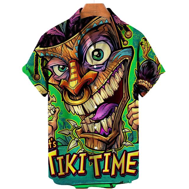 Summer Skull 3d Hawaiian Shirt for Man Oversized Casual Men's Shirts Streetwear Beach Male Tops Short Sleeve Blouse Trendy Tees