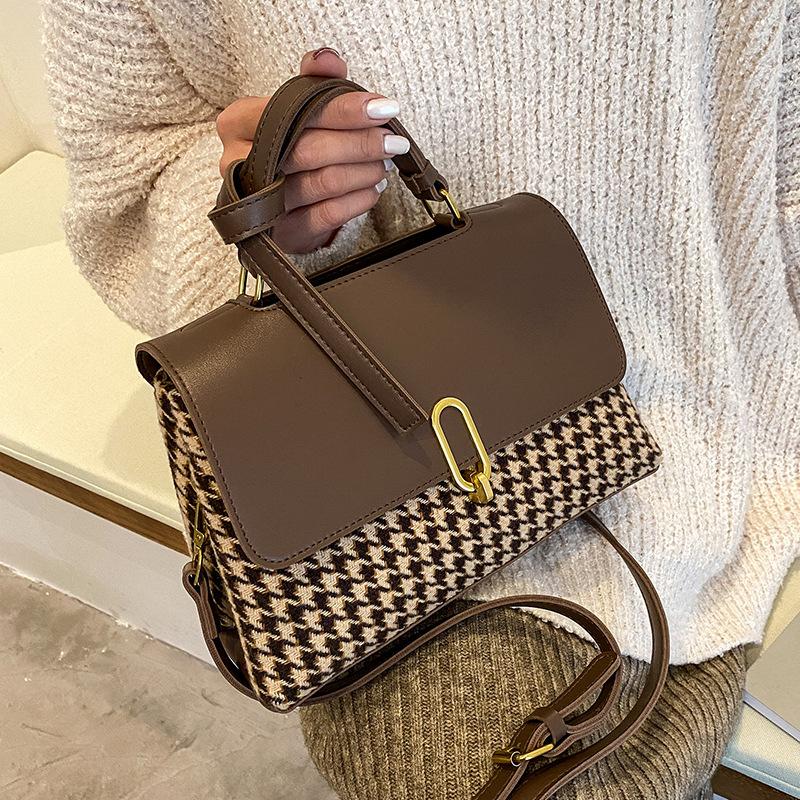 Summer retro handbag fashion bag women's 2025 new thousand bird grid messenger bag shoulder bag small square bag