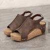 Women's Fashion Retro Chunky Sandals - Waterproof, Open Toe with Velcro Closure, Faux Leather Fabric