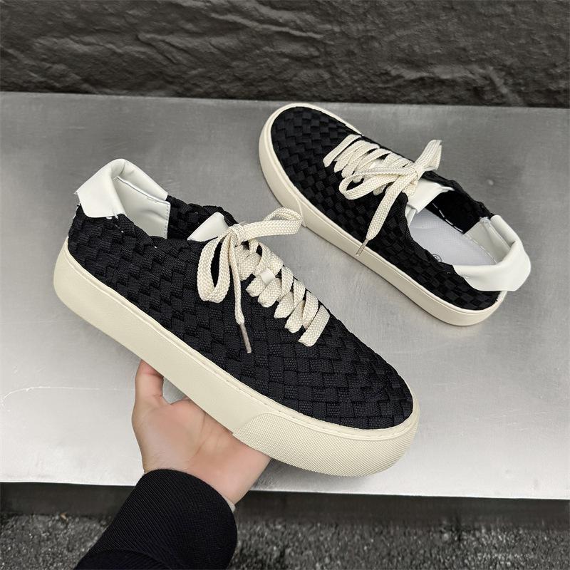 

Новые дышащие мужские кроссовки с низким верхом, нишевые, плетеные вручную, трендовые, повседневные кеды, мужские X299 44 чёрный