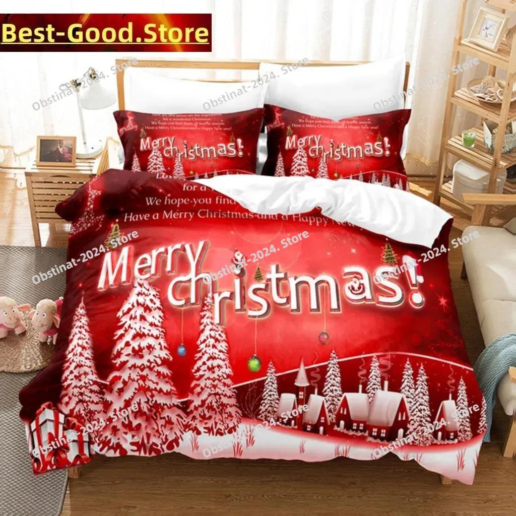 3D Christmas Quilt Cover Bedding Set Duvet Comforter Pillow Case Bed Linens Twin Queen King Double Full Single Bedroom