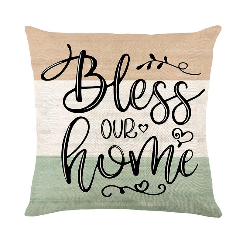 Spring New Plant Print Pillow Cover Polyester Letter Decoration Living Room Sofa Pillow Cover Cushion Cover
