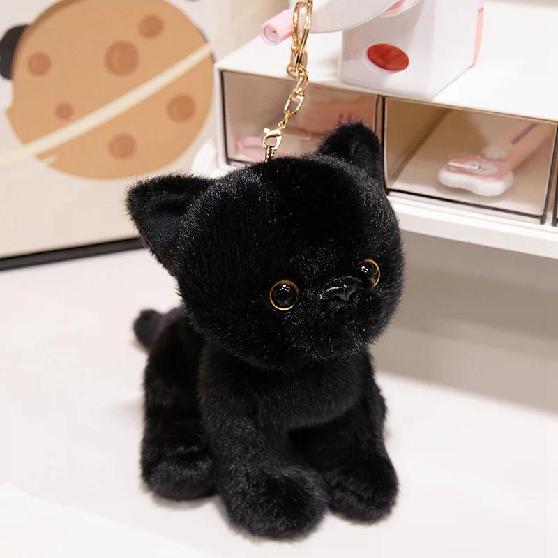 Kawaii Simulation Cat Pendent Car Key Plush Toys Soft Stuffed Kitten Animals Kids Girls Valentine's Day Gift