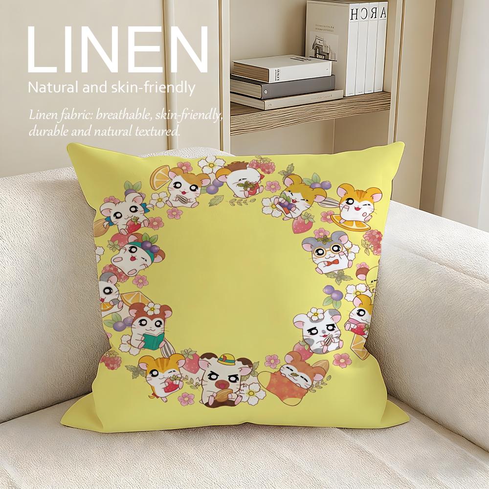 Cute Hamtaro Cushion Cover Pillowcase Set Pcs x x Breathable Washable Sofa Cushion Cover