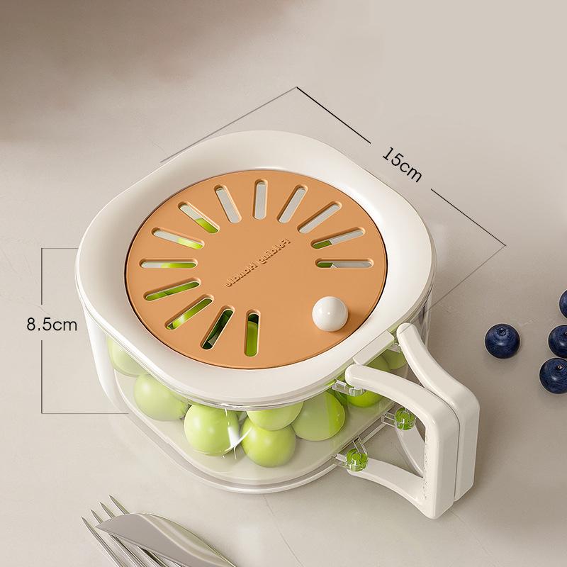 

Двухслойная корзина для слива с крышкой, прочный пластиковый дуршлаг для фруктов и овощей с ручкой, безопасный для пищевых продуктов кухонный дуршлаг для сушки оранжевый