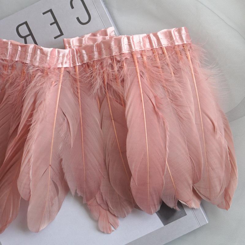 Color Hard Floating Feather Cloth Edge Goose Feather Cloth Strip Diy Feather Flower Skirt Shawl Stage Costume Wing Decoration