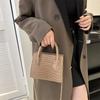Stylish And Simple Winter New Small Square Bag Fashionable Shoulder Bag In Black Purple Khaki And Rose Pink