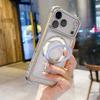 Magnetic Plating Matte Bracket Stand Clear Case For iPhone 17 Air 16 15 14 13 Pro Max Plus Shockproof Lens Protect Cover