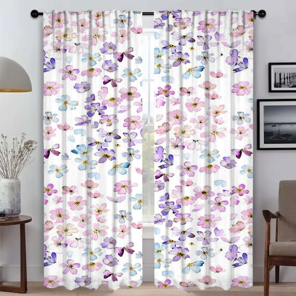 

Цветочные перегородки-шторы для гостиной, шторы-тени, противомоскитные шторы, 2 штуки, украшение на Хэллоуин, тюль для спальни W50xH70cmx2pcs-CL