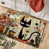 1Pcs Anti Fatigue Kitchen Rugs,Floral Black Cat Print Waterproof Non-Slip Thick Cushioned Kitchen Mat Heavy Duty Comfort Standing Mat for Kitchen