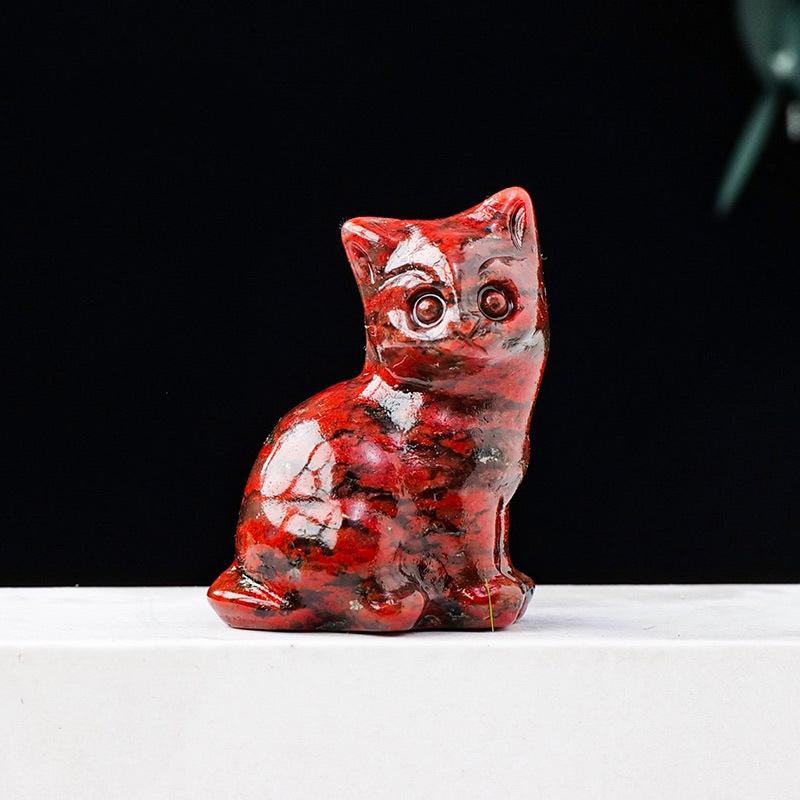 Animal Crystal Crafts Animal Natural Stone Statue Various Crystal Carvings Cat Crystal Wealth Cat