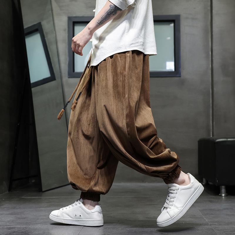2024 Autumn/Winter Men's Chinese Style Plus Size Corduroy Harem Pants