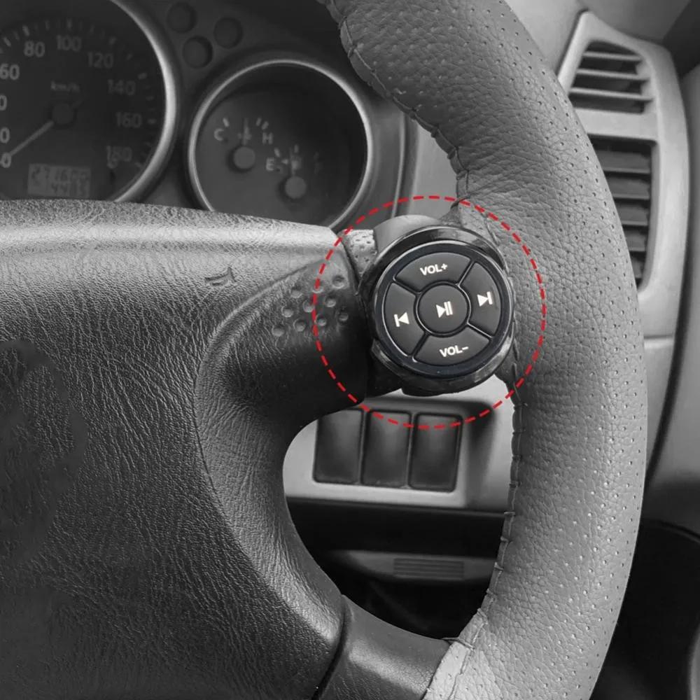 Wireless Bluetooth Media Remote Controller Car Motorcycle Bike Steering Wheel MP3 Music Play For IOS Android Phone Tablet