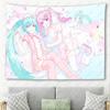 Cute Pastel Nurse Anime Girls Pink Tapestry Kawaii Vocaloid Wall Hanging for Anime Room Decor