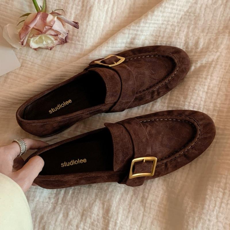 Fashion High Quality Women's Loafers 2025 Mary Janes Fashion Shallow Mouth Slip On Mid Heels Shoes Concise Buckle Strap Office Pumps