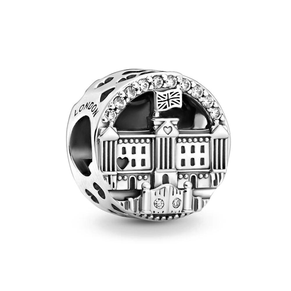 925 Silber Reise-Reisepass-Charm-Perlen mit Eiffelturm Big Ben Anhänger DIY Modearmband für Damen Schmuck