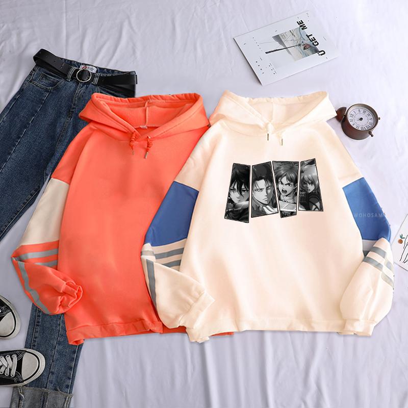 Japan Anime Attack On Titan Manga Hoodie Women Harajuku Cartoon Funny Print Hooded Unisex Streetwear Men Sweatshirt