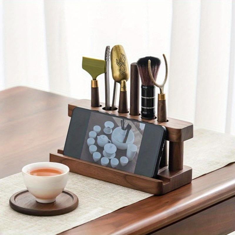 1pc Creative Tea Ceremony Six Gentlemen Accessories Household Solid Wood Storage Rack Tea Set Cup Holder Kung Fu Tea Accessories