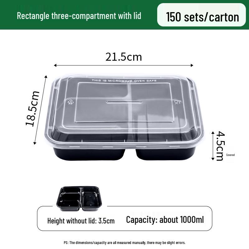 

Disposable 3-Compartment Rectangular Takeaway Containers