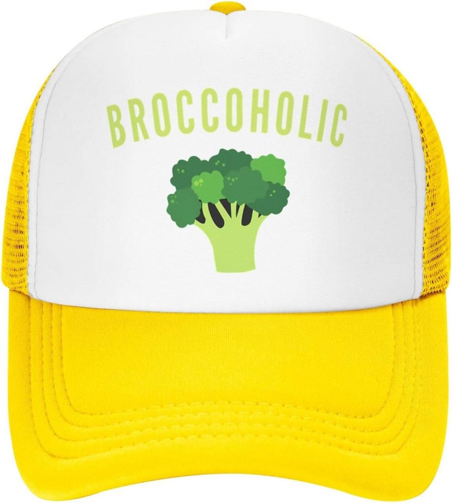 Vegane Brokkoli Broccoholic Lustige Verstellbare Netz-Trucker-Kappe für Erwachsene Unisex Klassische Hüte Angelkappen Schwarz