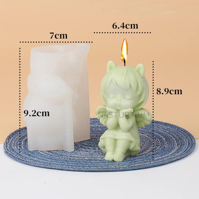 3D Prayer Angel Silicone Candle Mold Cute Sit-down Girl Statue Soapy Plaster Epoxy Making Kit DIY Chocolate Ice Cube Baking Tool
