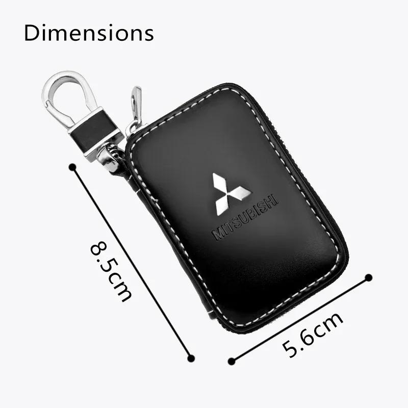Leather Car Keychain Key Holder Bag Case Storage Bag for Mitsubishi Lancer 10 9 EX Outlander 3 ASX L200 Competition Car Styling