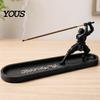 Artistic Incense Tray for Home Samurai Swords Burner Ornament with Ash Tray, Zen Style Holder Cool Desk Ornaments Men Office Decor, Meditation
